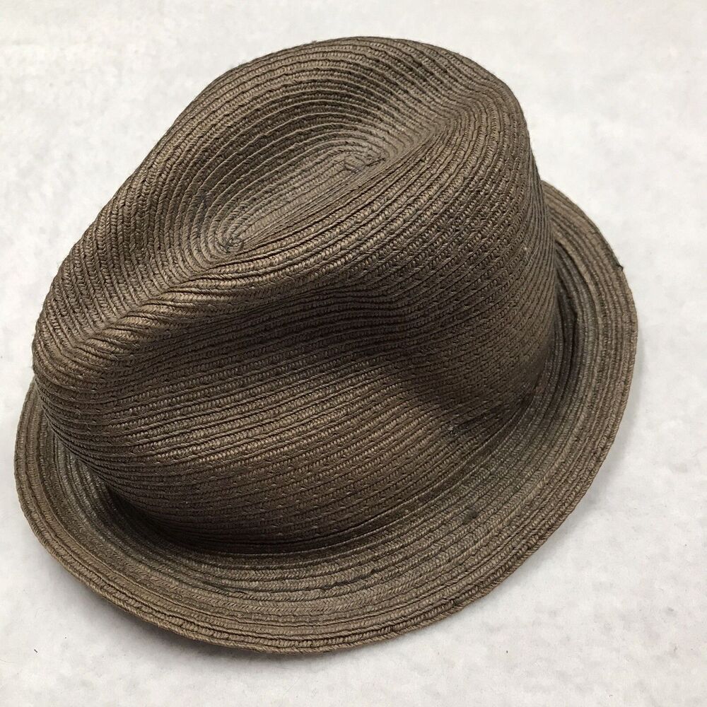 SCALA Classico Jute Fedora Hat Men 8 Brown Hand Made Hipster Trilby  Chapeau